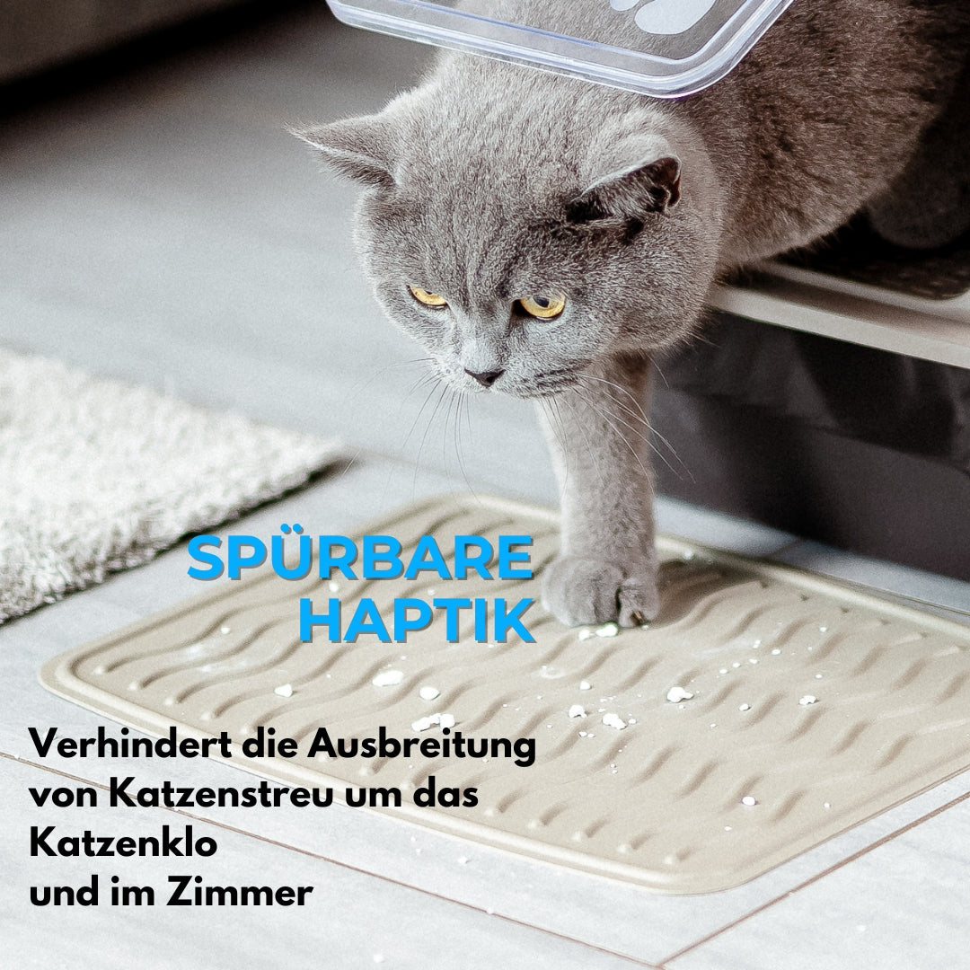 Katzenklo Matte - rutschfeste Katzenstreu Matte, beige