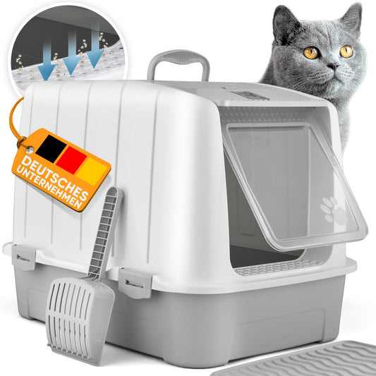 Katzenklo mit Deckel und Aktivkohlefilter LUNA, weiss